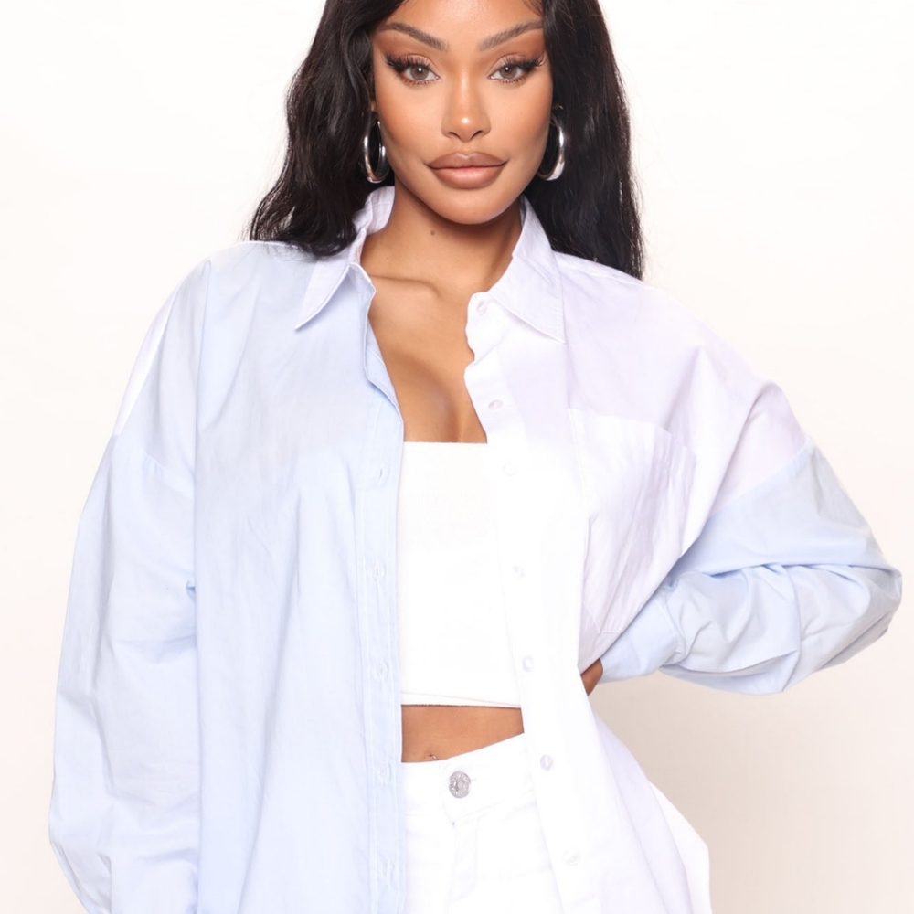 Blocked You IRL Colorblock Shirt - Blue